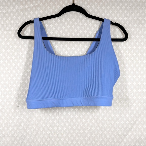 Athleta Light Blue Exhale Ribbed Sports Bra - Picture 2 of 6